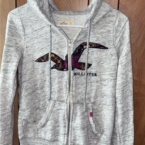 Hollister Light Gray Zip-Up Hoodie